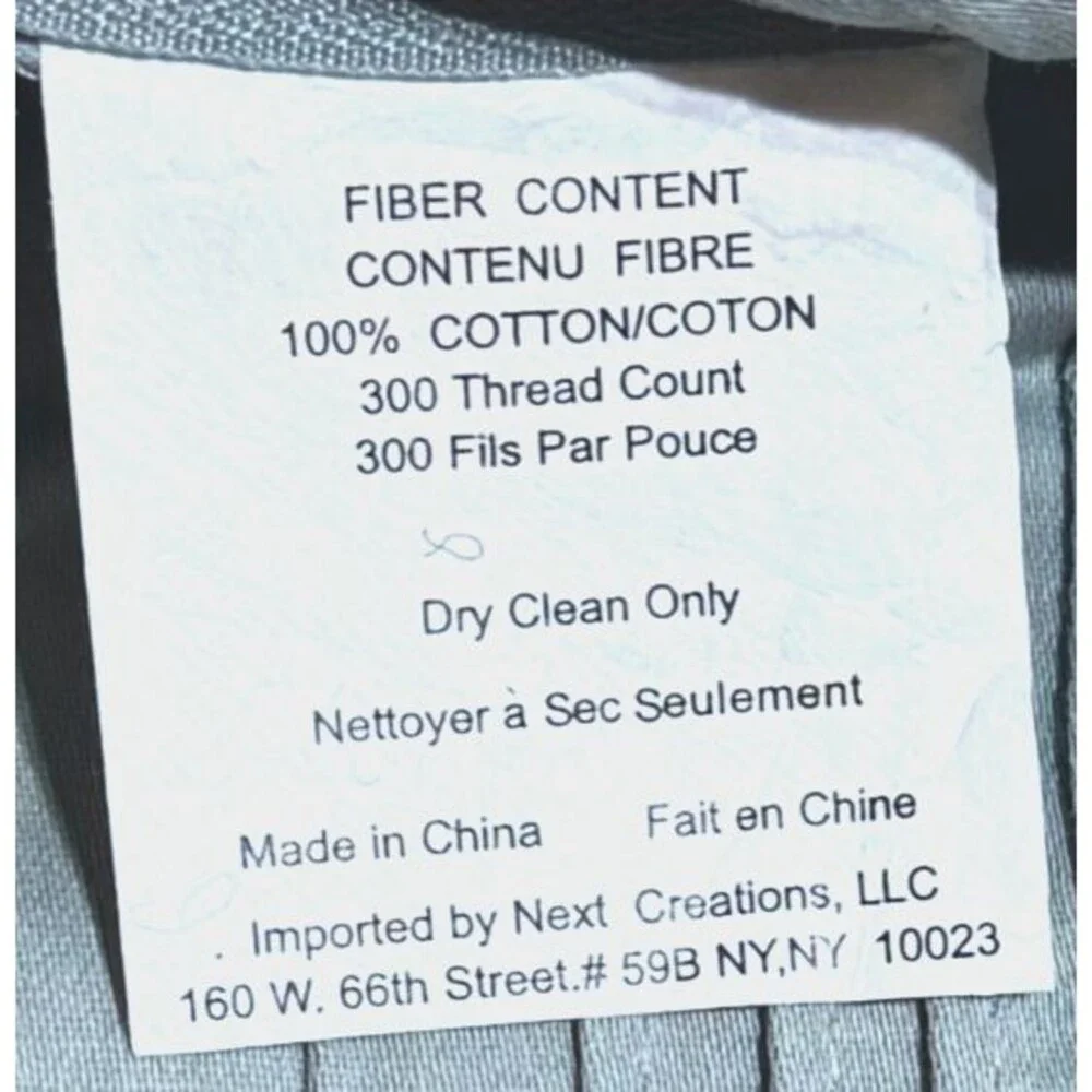 Raymond Waites Euro Sham Square Pillowcase Blue Pleat 100% Cotton 300 Thread NWT